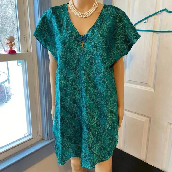 Vintage NWT Floral Silky Violet & Rose Nightgown Robe 2 Pieces Set Women Size M - Picture 5 of 10